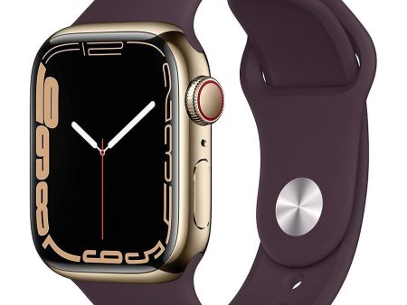 Apple Watch Series 7 (2021) GPS + Cellular 41 mm - Stainless steel Gold - Sport band Purple For Cheap