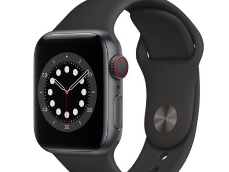 Apple Watch Series 6 (2020) GPS + Cellular 44 mm - Aluminium Space Gray - Sport band Black For Sale