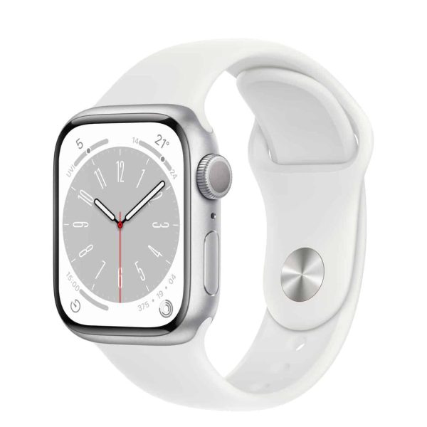 Apple Watch Series 8 (2022) GPS 45 mm - Aluminium Silver - Sport band White Online