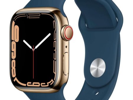 Apple Watch Series 7 (2021) GPS + Cellular 41 mm - Stainless steel Gold - Sport band Blue Online Sale